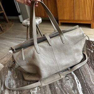 Cuyana Gray Leather Tote Bag